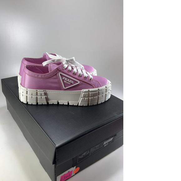 Double Wheel Recycled Nylon Gabardine Donna Pink Platform Sneaker e362 - Picture 2 of 12